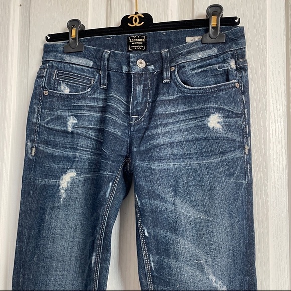 A noname Jean Joelle Boot Cut Jeans Frayed destroyed Faded Denim Size 6 Like New - Picture 4 of 9